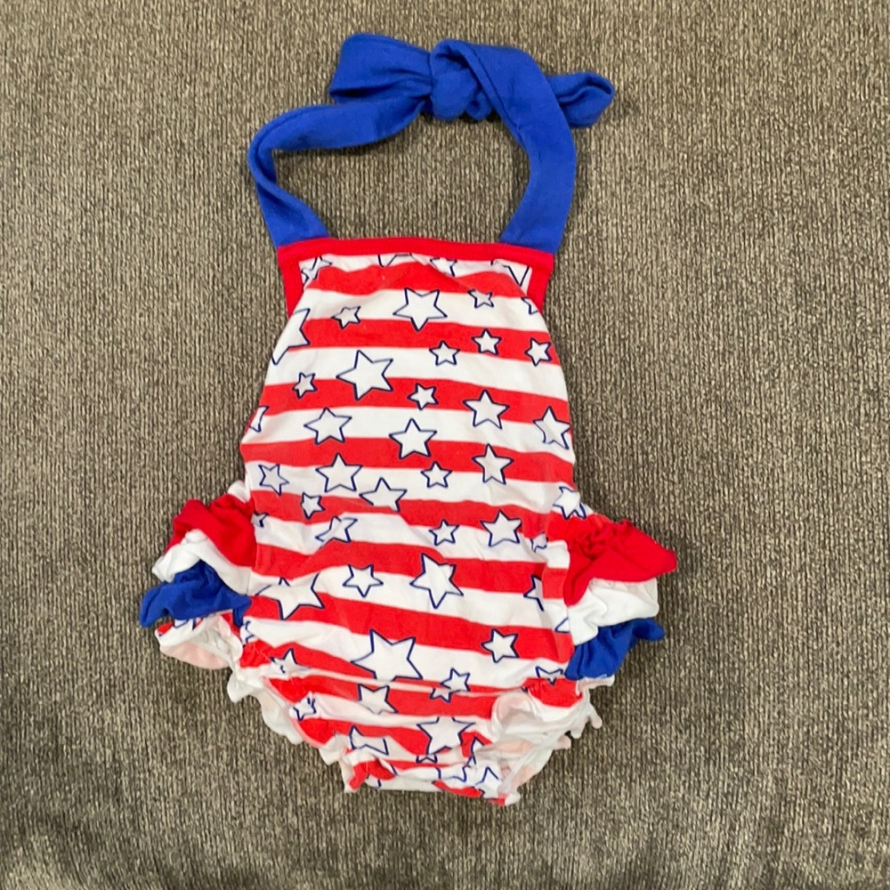 Baby girl ruffle butt America one piece